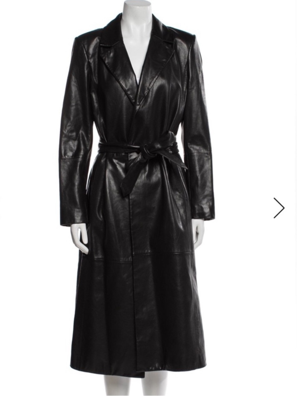 Alice + Olivia Black Leather Wrap Trench Coat